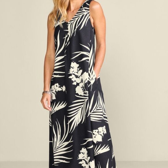 Soft Surroundings Brazilian Palm Tree Sleeveless Capri Maxi Dress In Large P - Picture 1 of 14